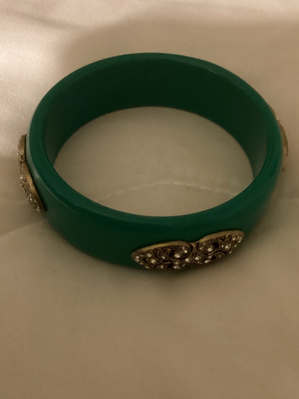 Premier Teal Resin Bangle with Gold Embellished Crystals